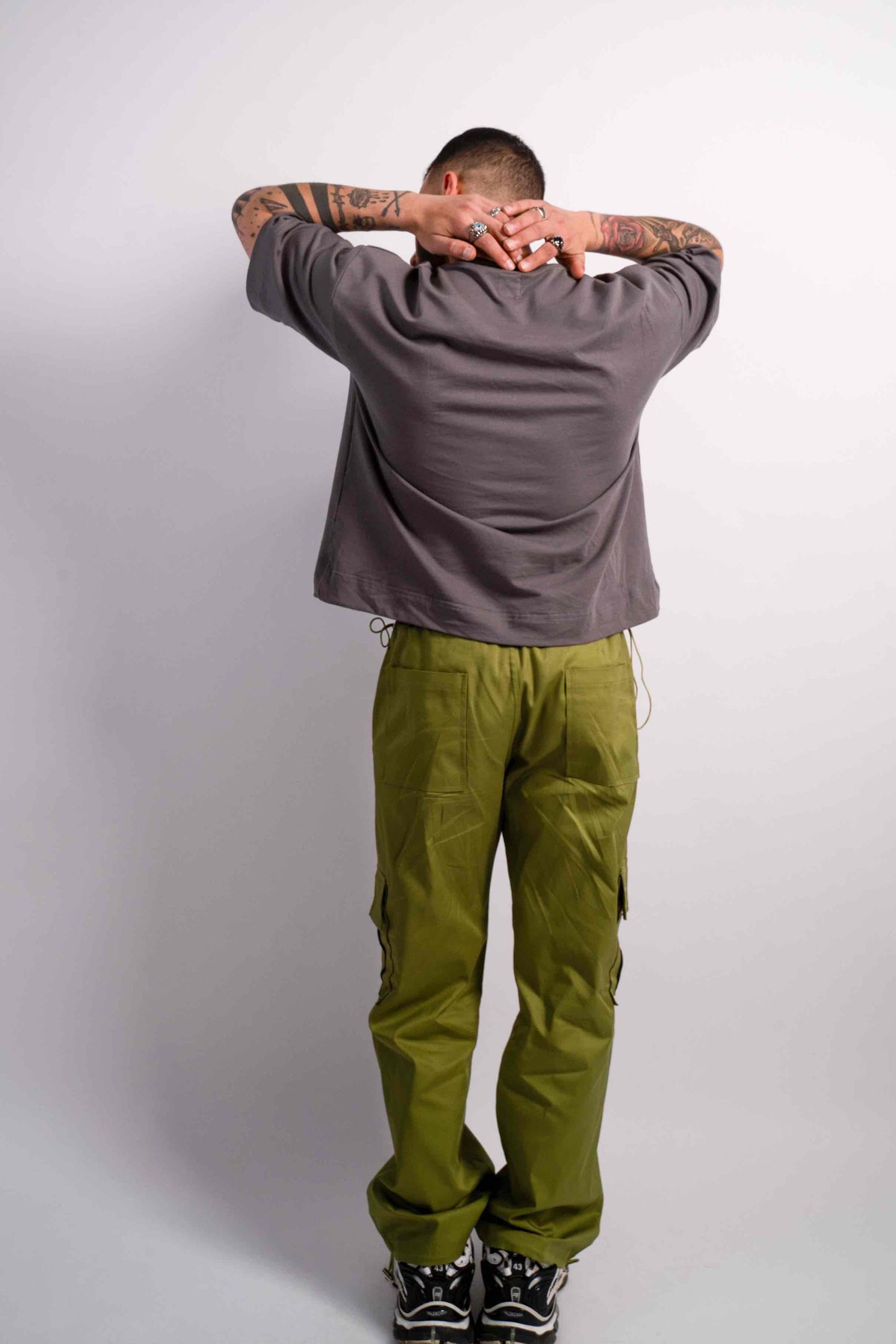 elegantly embroidered, but Charcoal