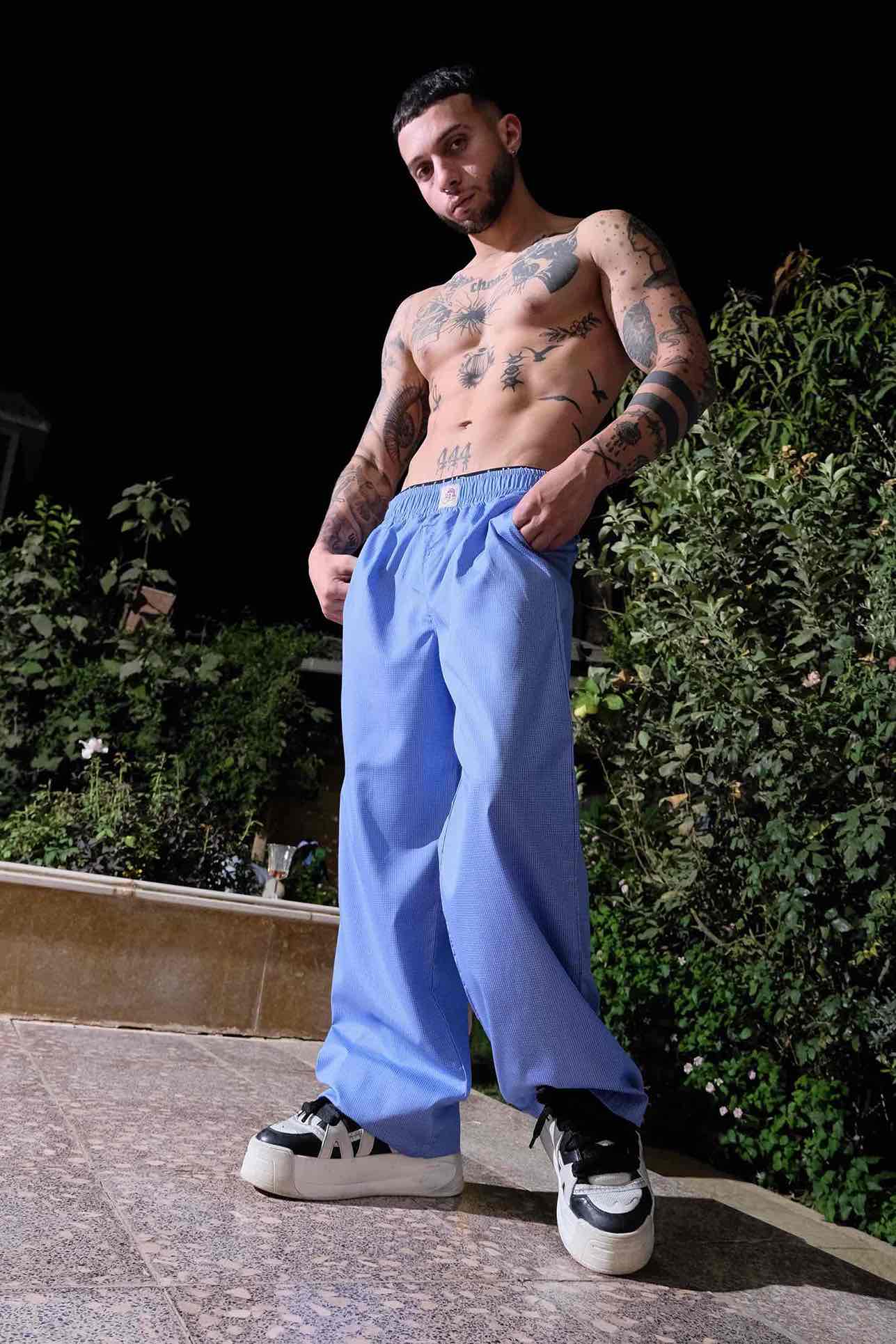 pj pants, but Blue