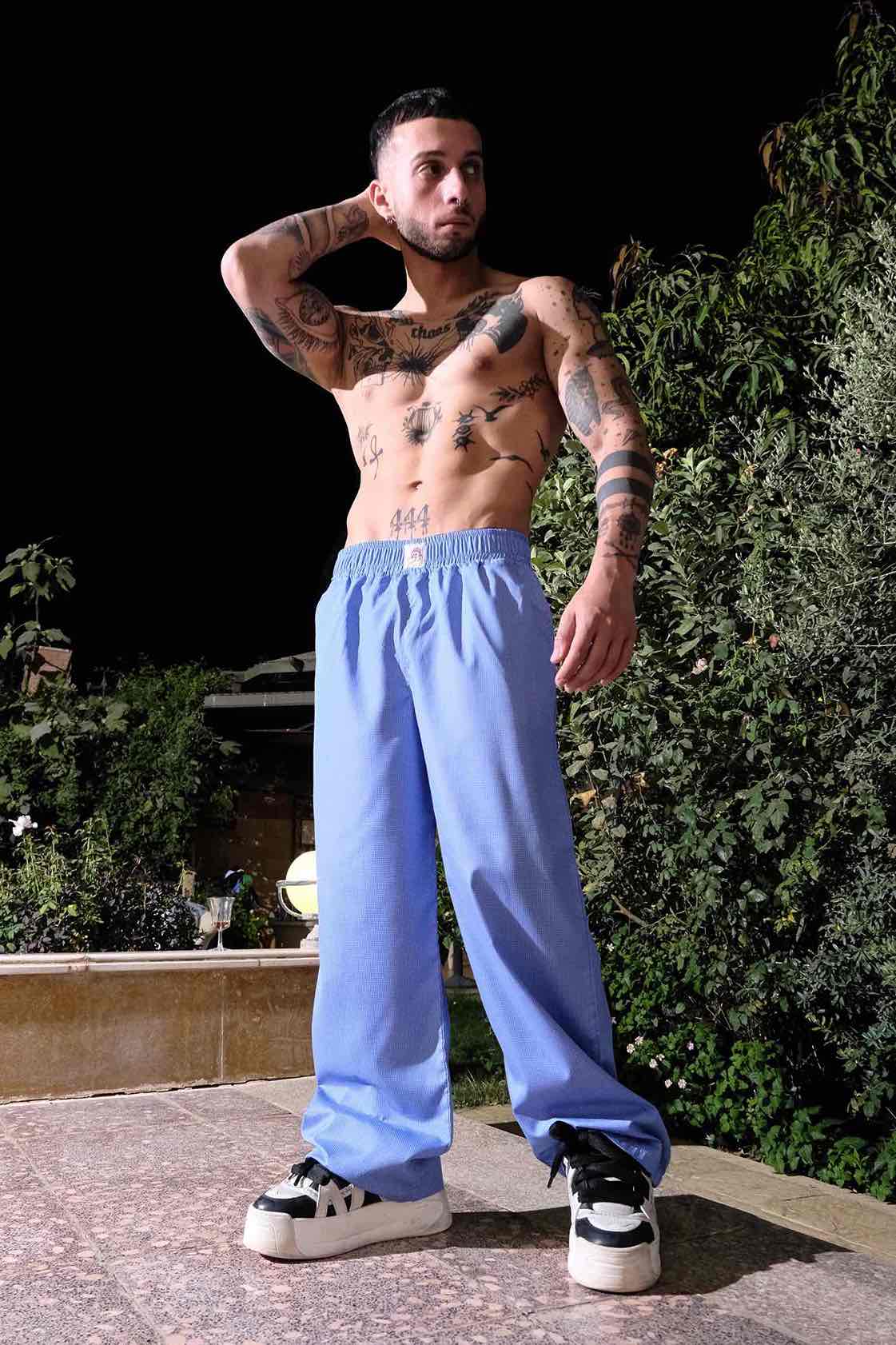 pj pants, but Blue