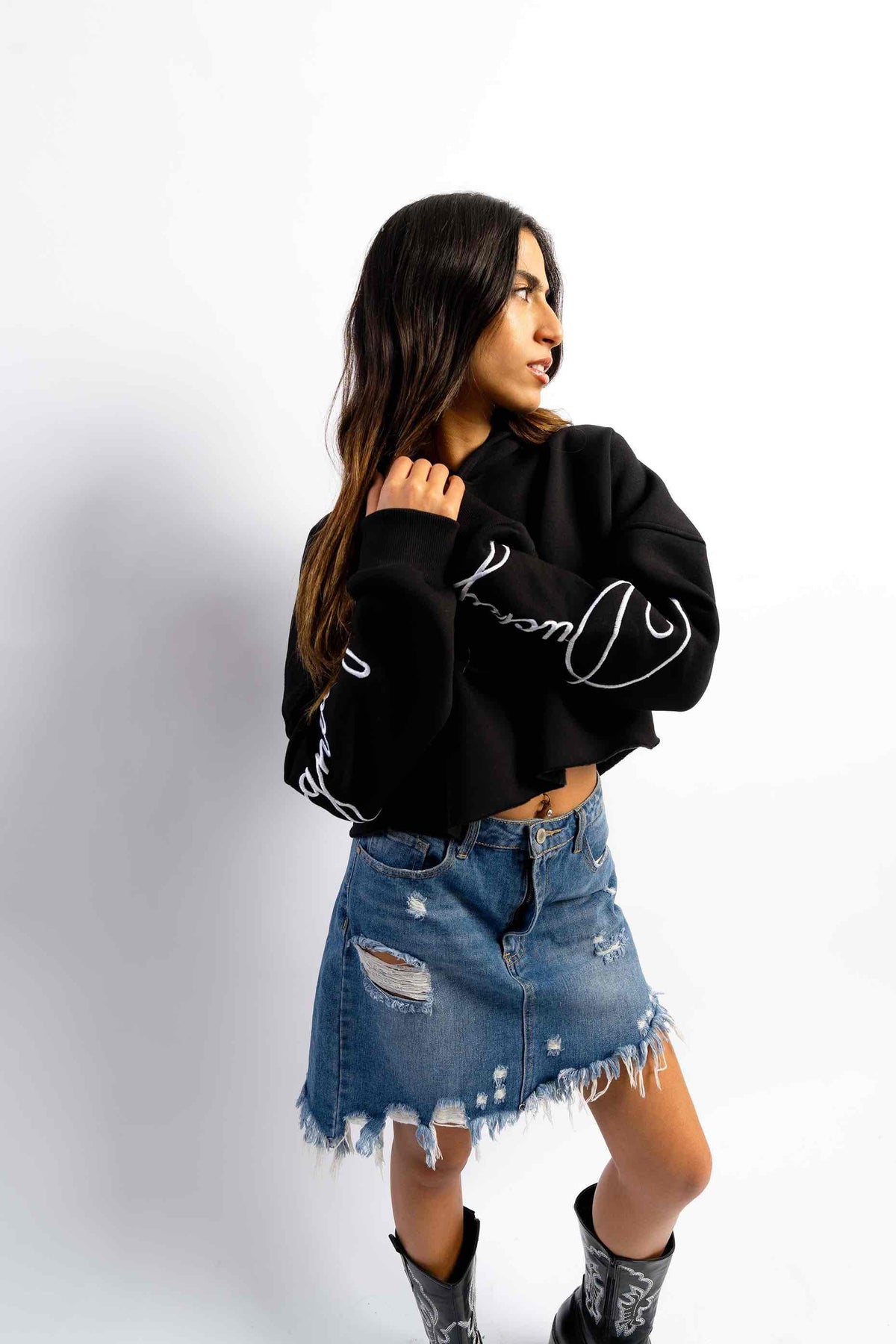 kinda basic, but cropped hoodie in Black by designedbyDucky
