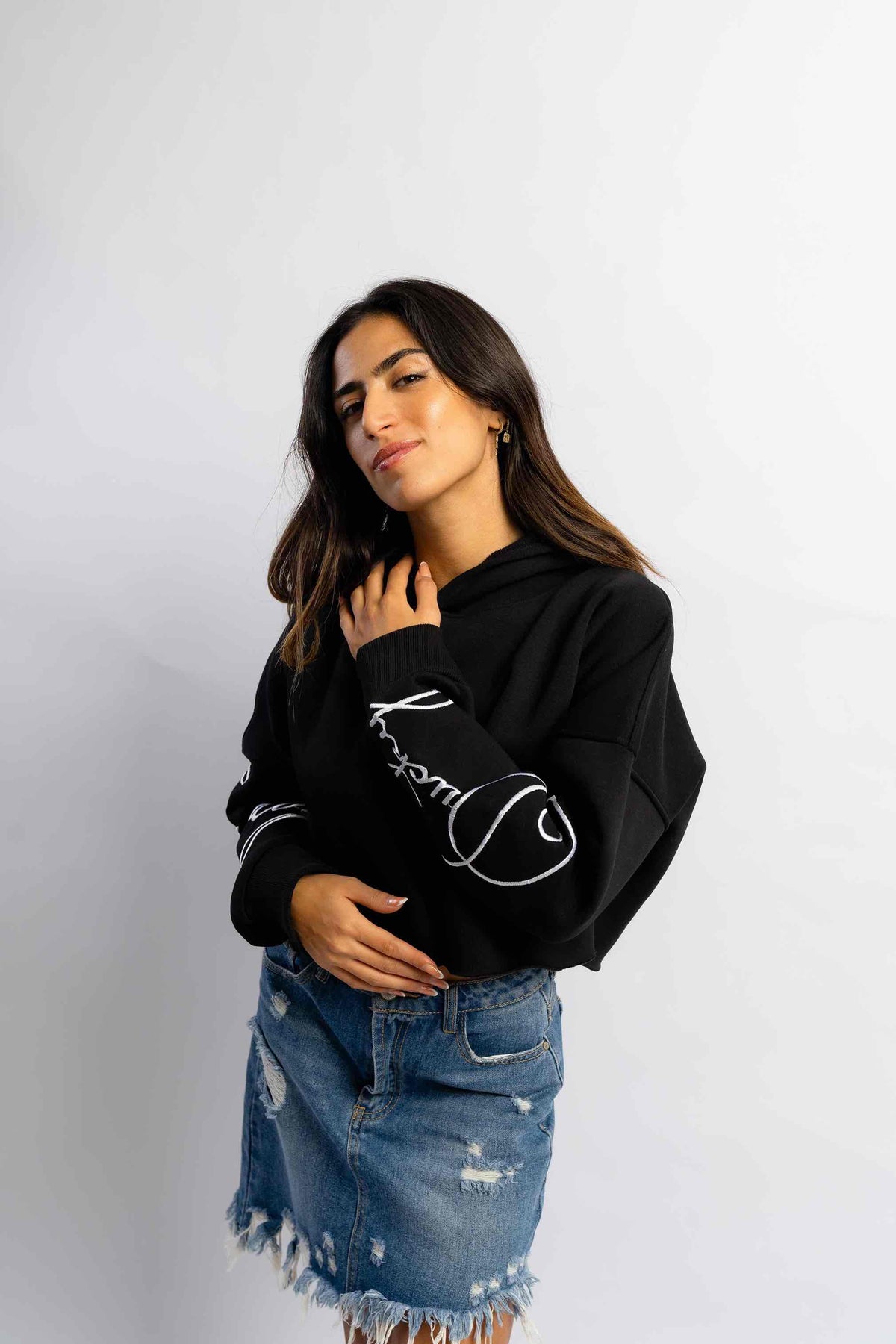 kinda basic, but cropped hoodie in Black by designedbyDucky