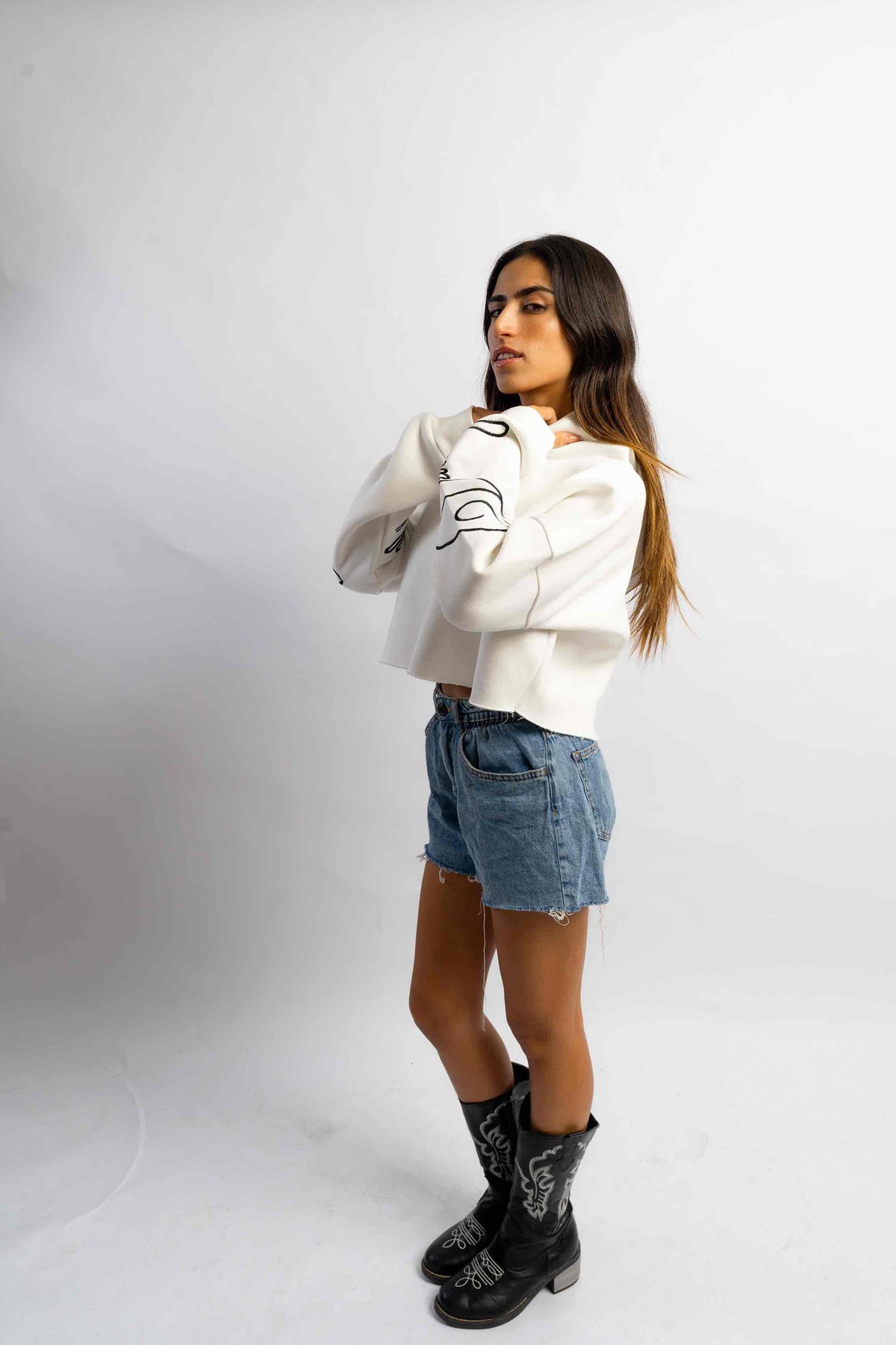 kinda basic, but cropped hoodie in White by designedbyDucky