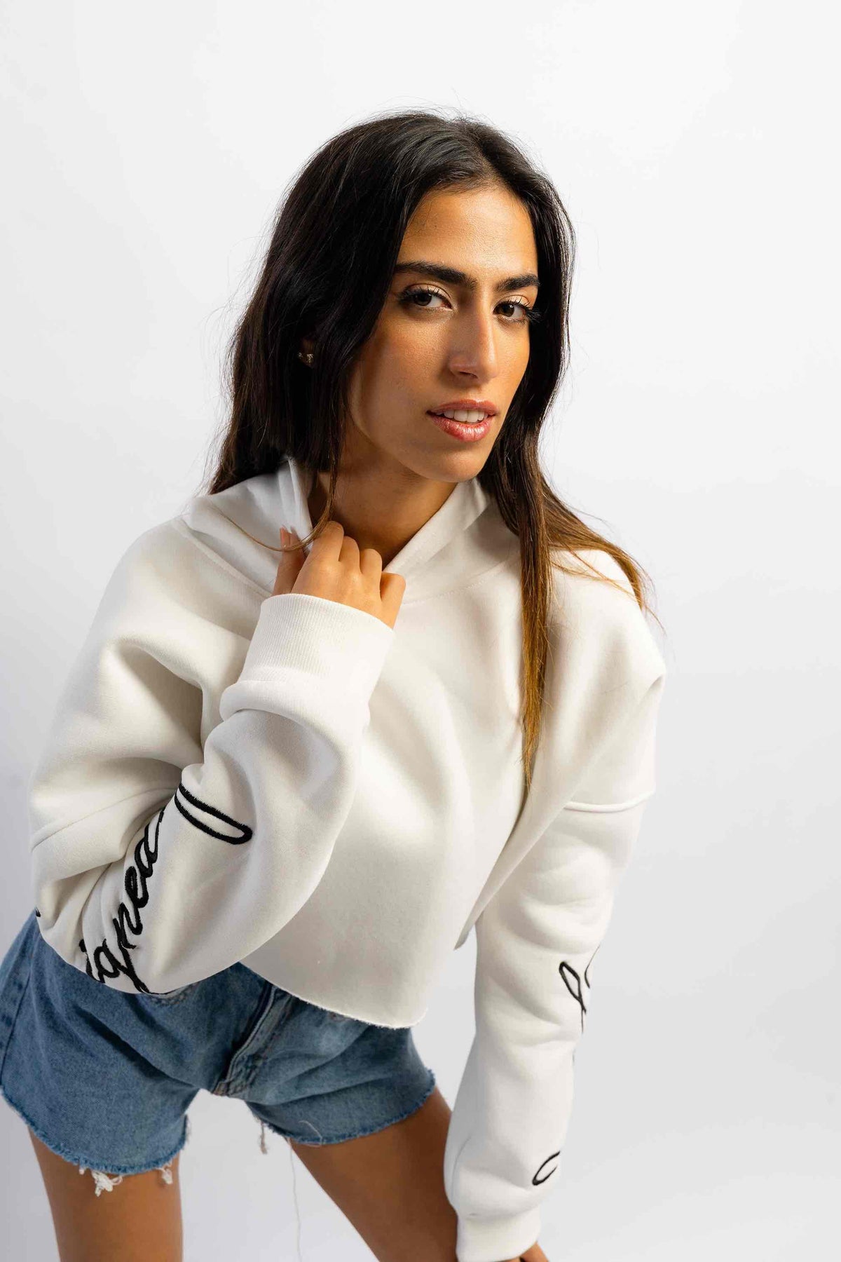 kinda basic, but cropped hoodie in White by designedbyDucky