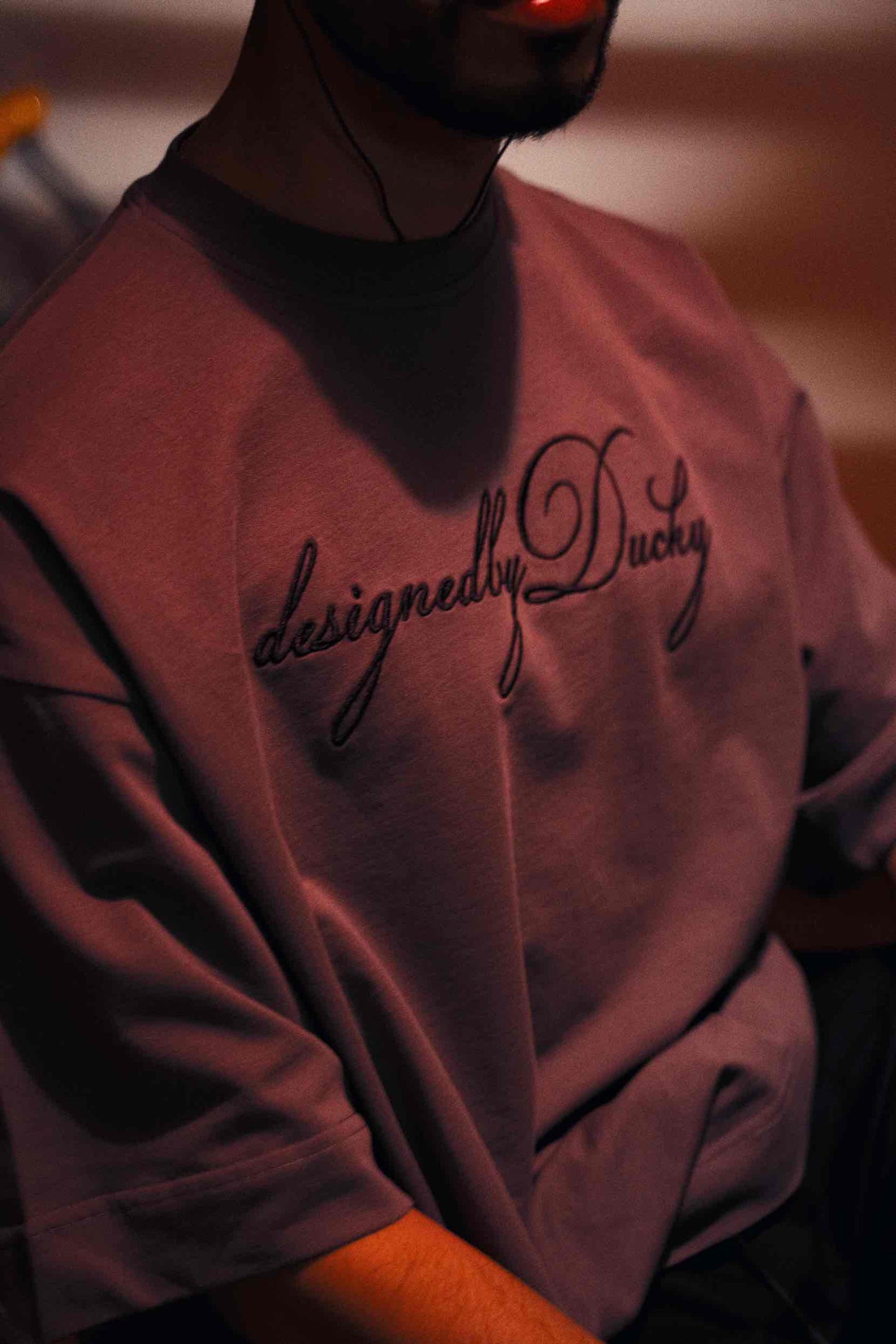 elegantly embroidered, but Charcoal