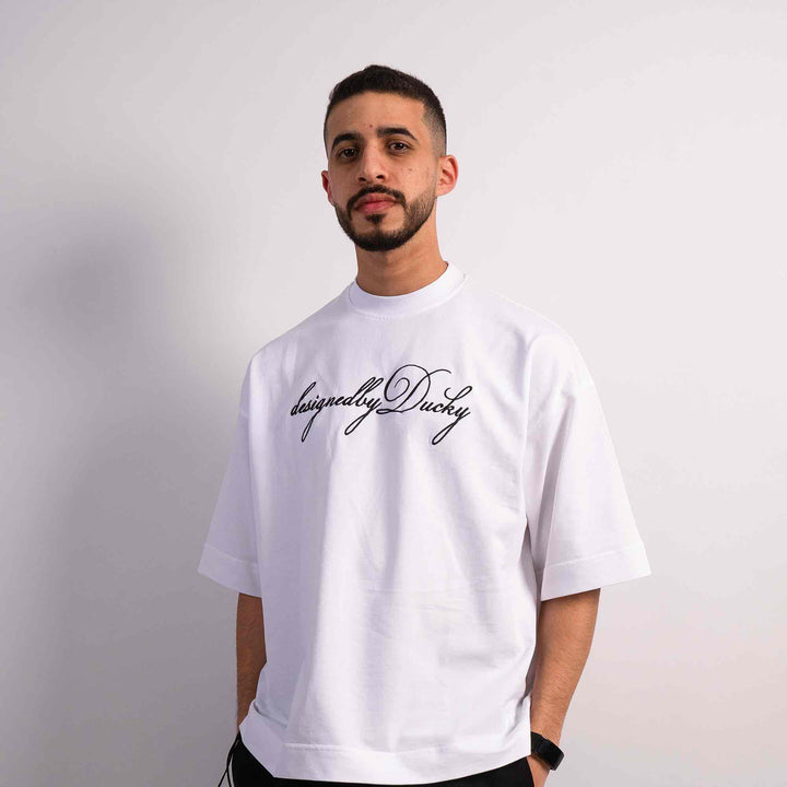 elegantly embroidered, but White